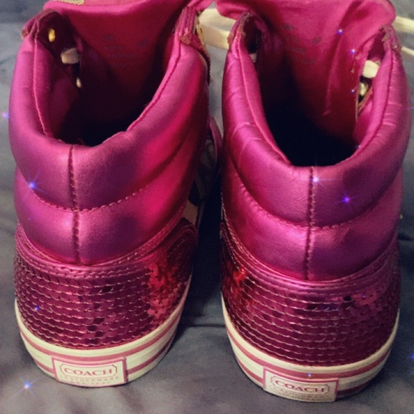 Coach womens Pink and Brown Sneakers size 8.5 - Picture 3 of 5